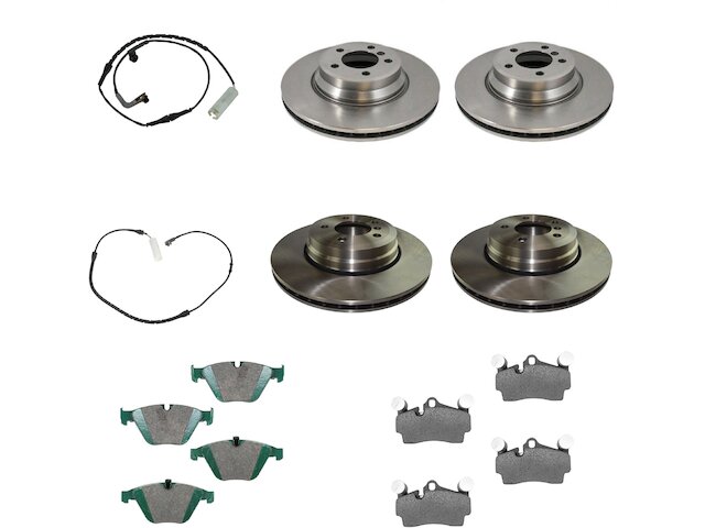 Front and Rear Brake Pad Rotor and Wear Sensor Kit - 2006-2008 BMW 750Li - TRQ 18572-02097045