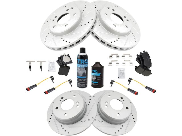 Front and Rear Brake Pad Rotor and Wear Sensor Kit - 2001-2005 Mercedes C240 RWD Sedan - TRQ 6330-02374130