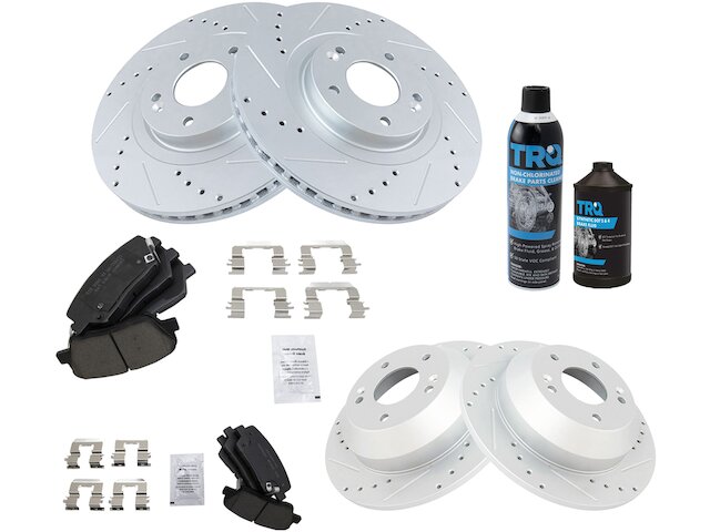 Front and Rear Brake Pad and Rotor Kit - 2013-2016 Hyundai Santa Fe Sport 2.0T - TRQ 146719-02455701