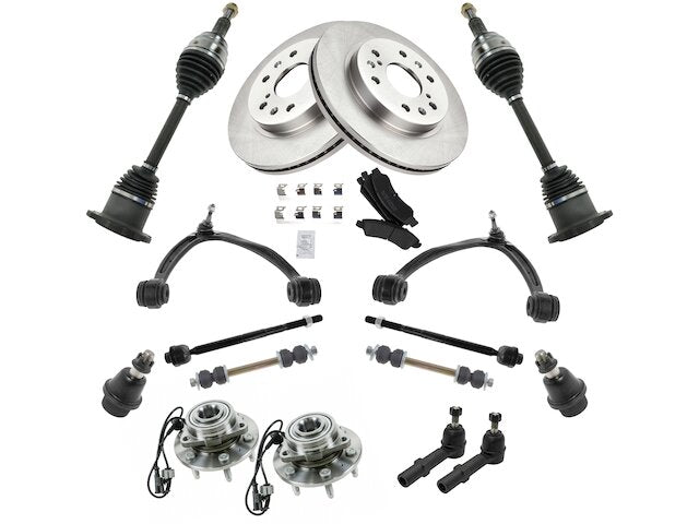 Front Brake Pad Rotor Axle Wheel Hub Control Arm Kit - 2007-2013 GMC Sierra 1500 - TRQ 19022-02781392
