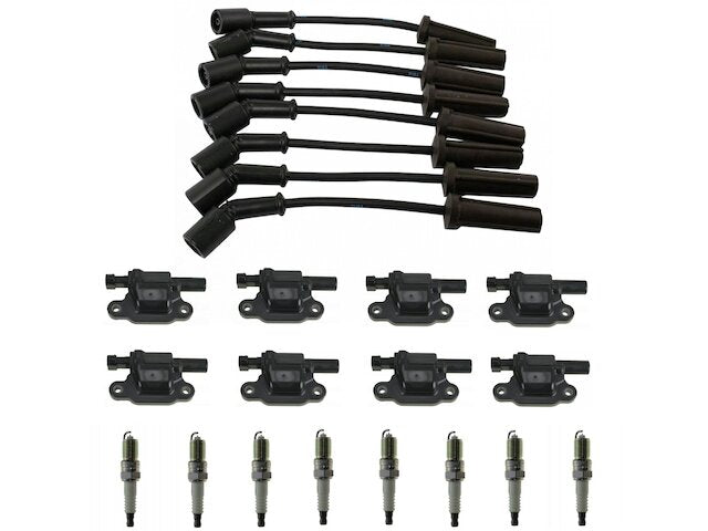 Ignition Coil Spark Plug and Wire Set 17 Piece - 2009-2013 Cadillac Escalade EXT - DIY Solutions 127842-07344945