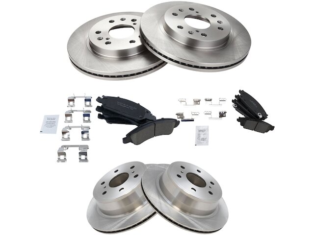 Front and Rear Ceramic Brake Pads and Rotor Kit - 6 Lug - Vented Brake Rotors - 2014-2018 Chevrolet Silverado 1500 - TRQ 125149-07376089