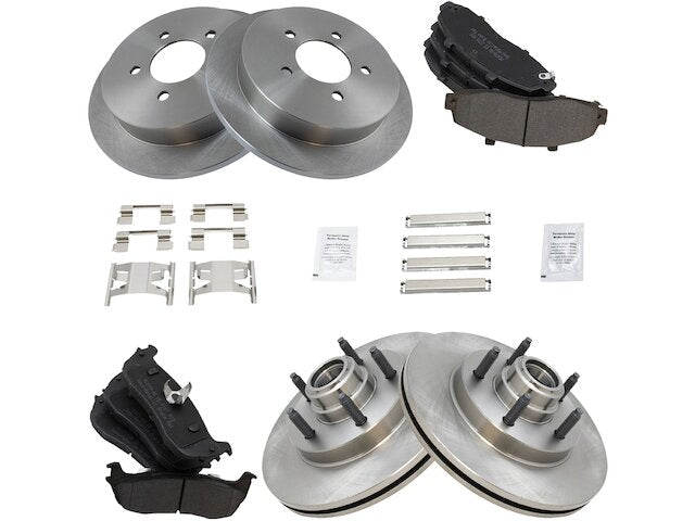 Front and Rear Semi-Metallic Brake Pad and Rotor Kit - 2000-2003 Ford F-150 RWD with 5 Lug Wheels - TRQ 5293-07420320