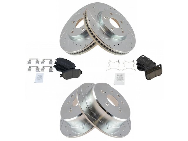 Front and Rear Brake Pad and Rotor Kit - 2009-2013 Lexus IS250 RWD Sedan - TRQ 30204-07427116