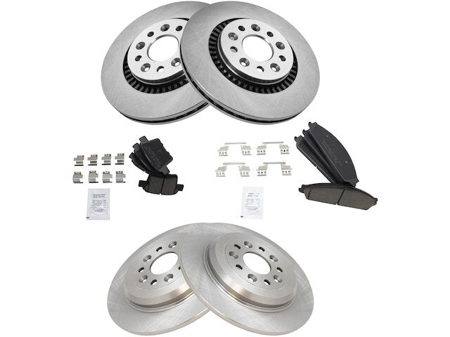 Front and Rear Ceramic Brake Pad and Rotor Kit - 5 Lug - Vented Front Rotors - Solid Rear Rotors - 2005-2007 Ford Five Hundred - TRQ 18366-07447943