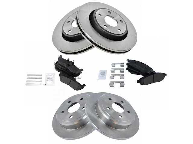 Front and Rear Semi-Metallic Brake Pads and Rotor Kit - 5 Lug - 2006-2010 Jeep Commander - TRQ 18681-07450415