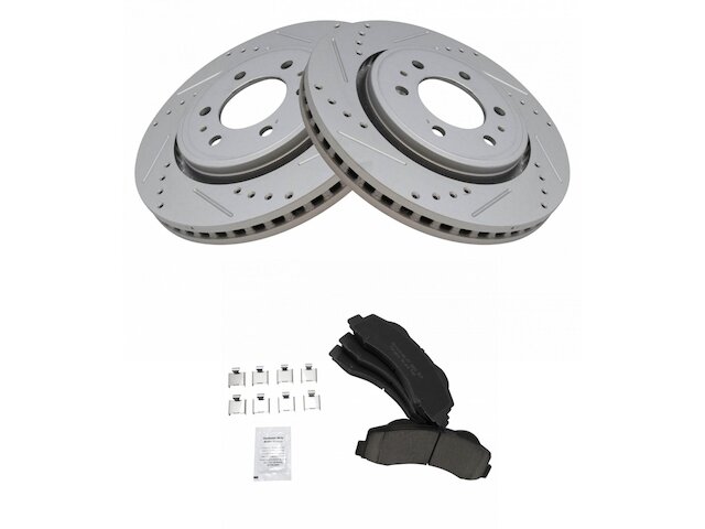 Front Ceramic Brake Pad and Cross Drilled and Slotted Rotor Kit - 2010-2017 Ford F150 - TRQ 92777-07465588