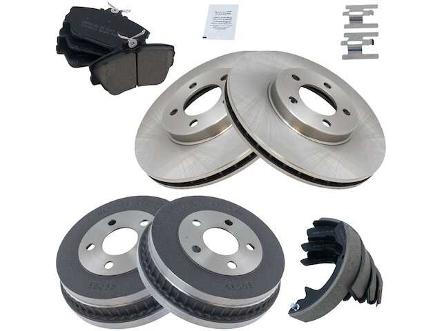 Front and Rear Ceramic Brake Pad Rotor Shoe Drum Kit - 2001-2007 Ford Taurus - TRQ 5535-07547488