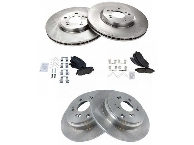 Front and Rear Ceramic Brake Pads and Rotor Kit - 5 Lug - Vented Front Rotors - Solid Rear Rotors - 2009-2015 Honda Pilot - TRQ 29982-07583759