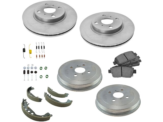 Front and Rear Ceramic Brake Pad Rotor Shoe Drum Kit - 4 Lug - Vented Front Rotors - 2004-2006 Scion xB - DIY Solutions 18018-07610538