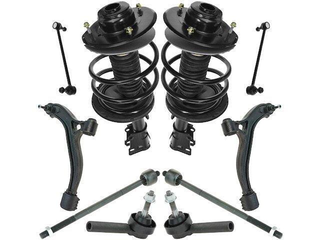 Front Strut Coil Spring Control Arm Tie Rod Kit 10 Piece - 2001-2004 Dodge Caravan - TRQ 1704-07629804