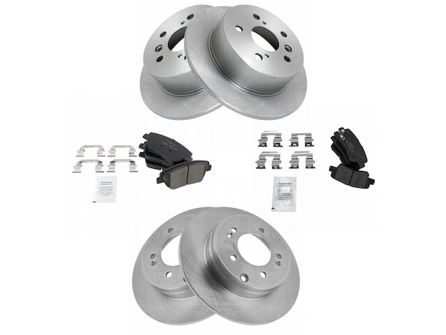 Front and Rear Ceramic Brake Pad and Rotor Kit - 2011-2015 Hyundai Sonata Hybrid 2.0L / 2.4L 4-Cylinder - TRQ 96143-07651810