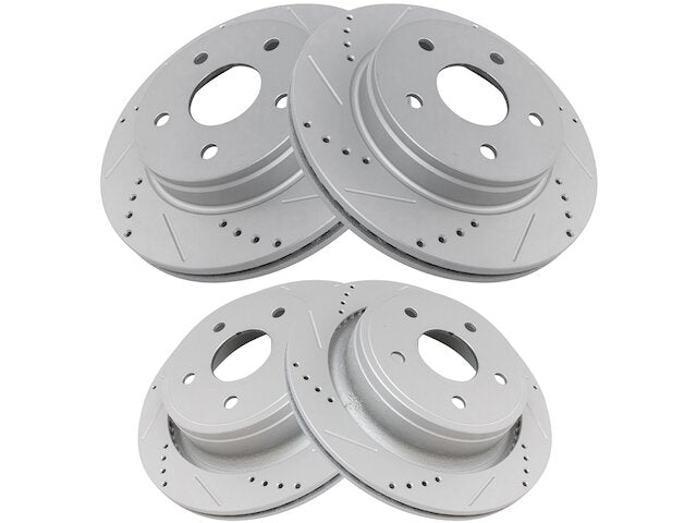 Front and Rear Cross Drilled and Slotted Brake Rotor Set - 2002-2010 Dodge Ram 1500 - TRQ 1972-07674150