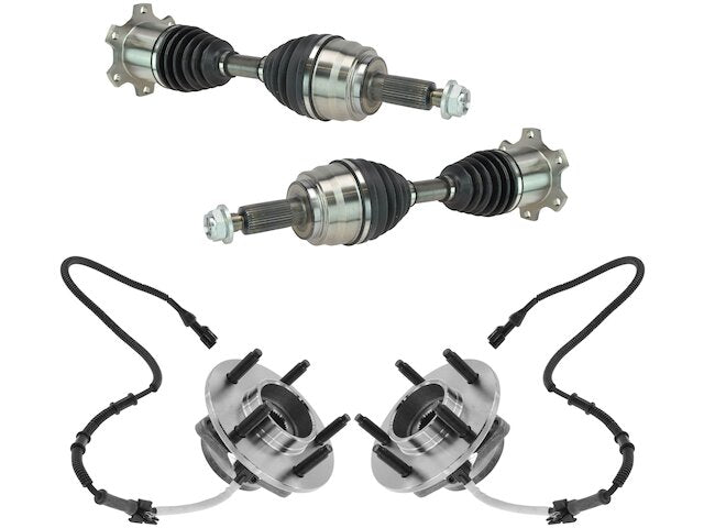 Front Axle and Wheel Hub Bearing Assembly Kit - 4 Piece - 2000-2003 Ford F-150 4WD (with 5 Lug Wheels and 4-Wheel ABS) - TRQ 5293-07702534