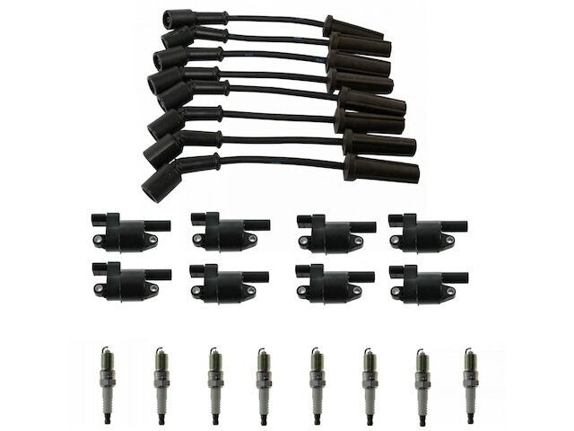 Ignition Coil Spark Plug and Wire Set 17 Piece - 2009-2013 Cadillac Escalade EXT - DIY Solutions 127842-07802481