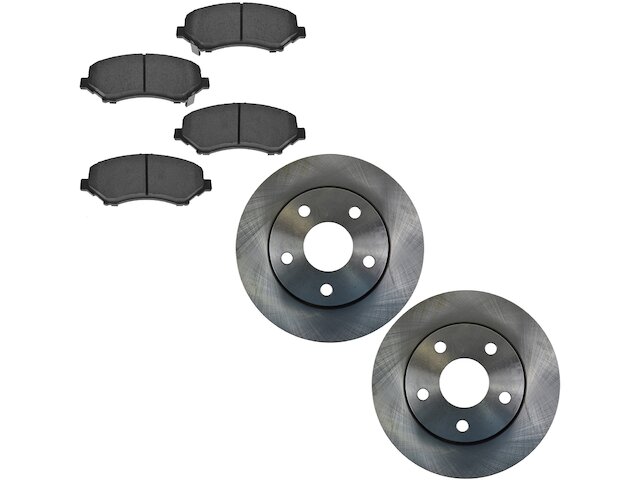 Front Ceramic Brake Pads and Rotor Kit - 2007-2017 Jeep Wrangler - TRQ 19132-07805663