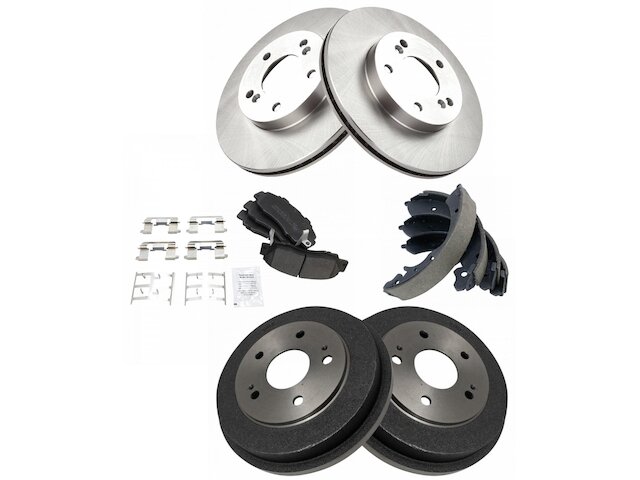 Front and Rear Semi Metallic Brake Pads Rotor and Shoe Drum Kit - 5 Lug - Vented Front Rotors - 1997-2001 Honda CR-V - TRQ 6021-07808814