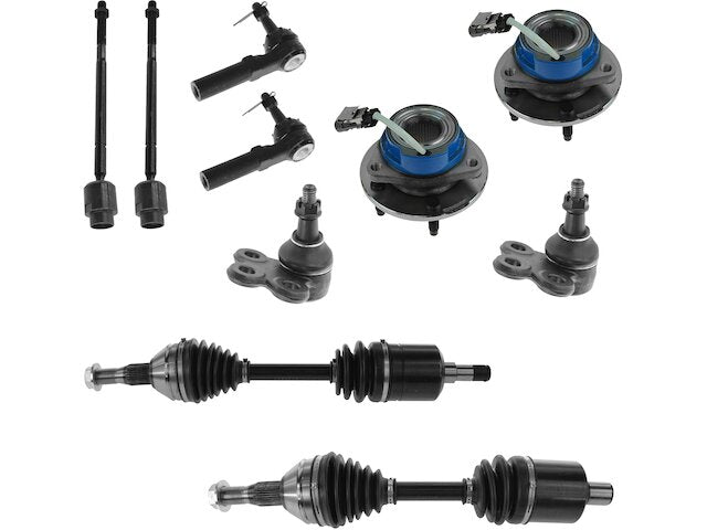 Front Axle Wheel Hub Ball Joint Tie Rod Kit 10 Piece - 1997-2004 Buick Regal Naturally Aspirated - TRQ 2678-07835844