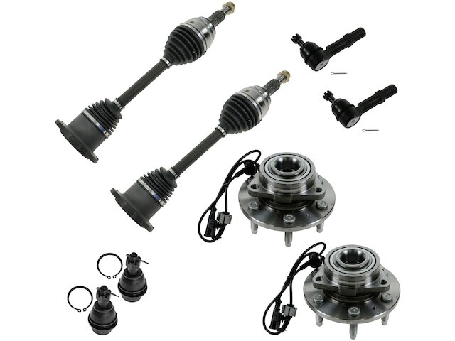 Front Axle Wheel Hub Ball Joint Tie Rod Kit 8 Piece - 2007-2014 Cadillac Escalade ESV - TRQ 127828-07905692