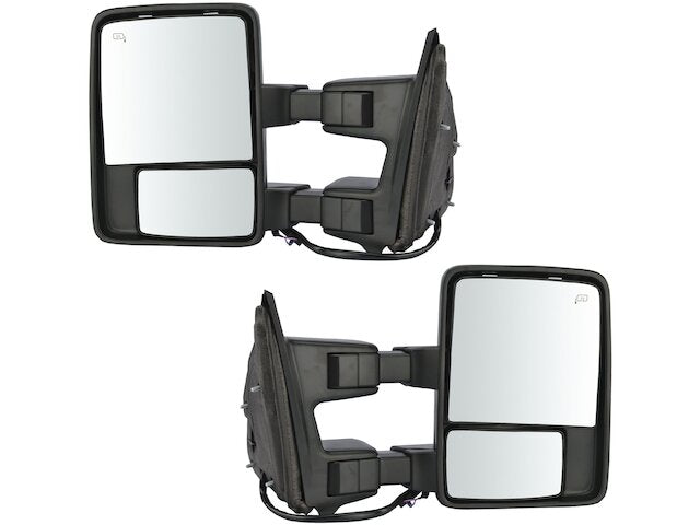 Dual Arm Style Power Door Towing Mirror - Set of 2 - Power-Folding and Telescoping, Heated, Memory - Textured Black - Sensor - 2011-2016 Ford F-350 Super Duty - Trail Ridge 96695-07906082