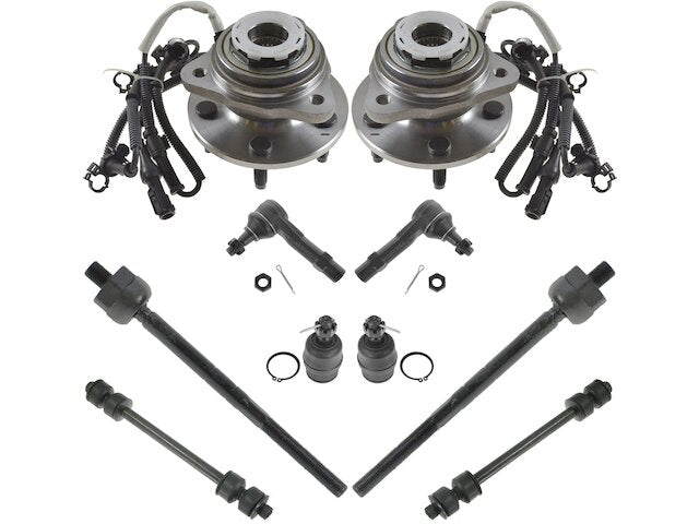 Front Wheel Hub Ball Joint Tie Rod End Kit - 10 Piece - 1998-2000 Ford Ranger 4WD (with 4-Wheel ABS Brakes) - TRQ 5529-07912554