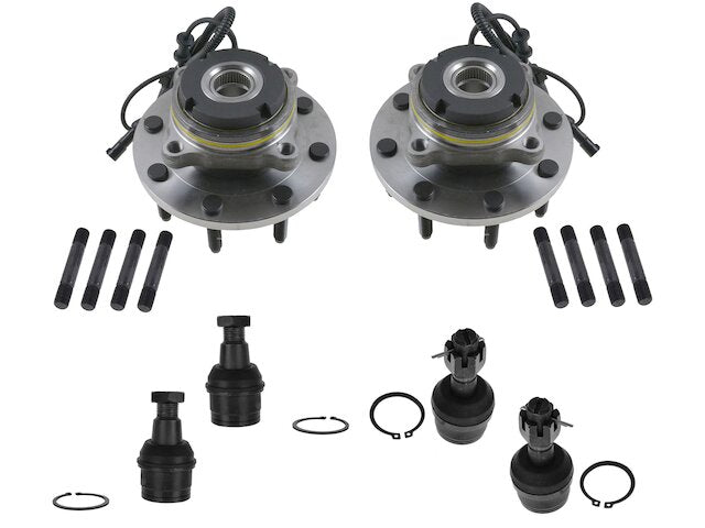 Front Wheel Hub Bearing and Ball Joint Kit - 6 Piece - 1999-2002 Ford F-350 Super Duty 4WD with 4-Wheel ABS Brakes (From 03/22/1999 Vehicle Production) - TRQ 5365-07929563