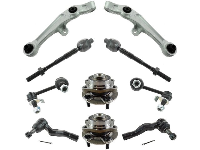 Front Control Arm Wheel Hub Tie Rod End Kit 10 Piece - 2005-2007 Infiniti G35 RWD - TRQ 18387-07956667