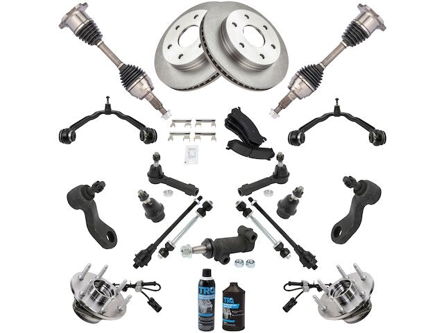 Front Brake Pad Rotor Wheel Hub Control Arm Kit - 1999-2006 GMC Sierra 1500 5.3L V8 - TRQ 4254-02000688