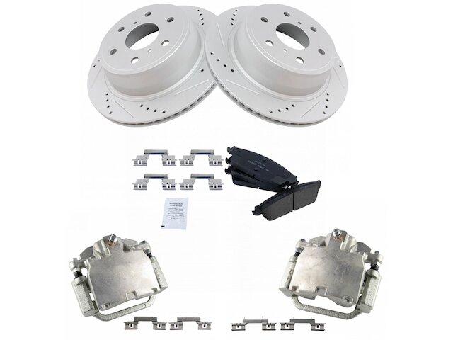 Rear Brake Pad Rotor and Caliper Set - 2007-2014 Cadillac Escalade ESV - TRQ 127828-02080687