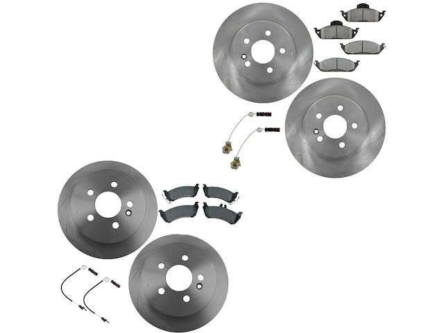 Front and Rear Brake Pad Rotor and Wear Sensor Kit - 1998-2003 Mercedes ML320 - DIY Solutions 6413-02130491