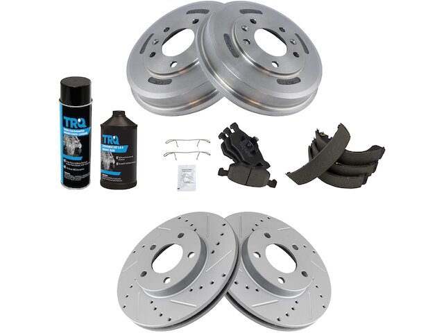 Front and Rear Brake Pad Rotor Shoe Drum Kit - 2001-2007 Ford Escape FWD - TRQ 5217-02156326