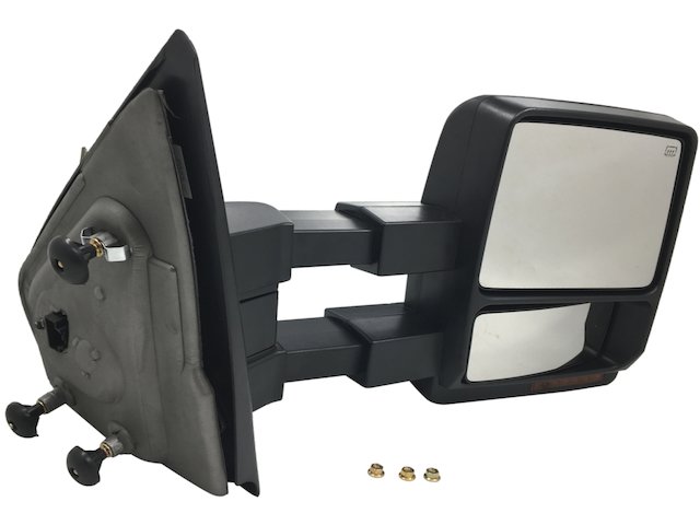 Right Passenger Side Tow Mirror - Heated - Manual Folding - Manual Telescoping - with Puddle Light - with Turn Signal Mirror - 2007-2014 Ford F150 - Replacement 19084-02163189
