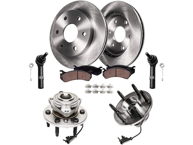 Front Brake Pad and Rotor and Wheel Hub Kit - 2007-2013 GMC Sierra 1500 - Detroit Axle 19022-02187447