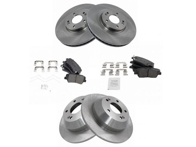 Front and Rear Brake Pad and Rotor Kit - 2017-2018 Hyundai Santa Fe Sport - TRQ 146723-02189804