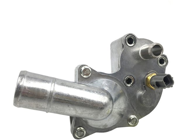 Engine Coolant Thermostat Aluminum Housing Assembly - Includes Water Outlet and Temperature Sensor - 2005-2010 Ford Mustang 4.0L V6 - Replacement 18368-02303716