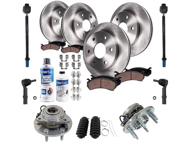 Front and Rear Brake Pad and Rotor and Wheel Hub Kit - 2007-2014 Cadillac Escalade ESV - Detroit Axle 127828-02544755