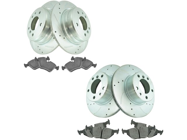 Front and Rear Brake Pad and Rotor Kit - 1989-1995 BMW 525i - TRQ 1024-02625729