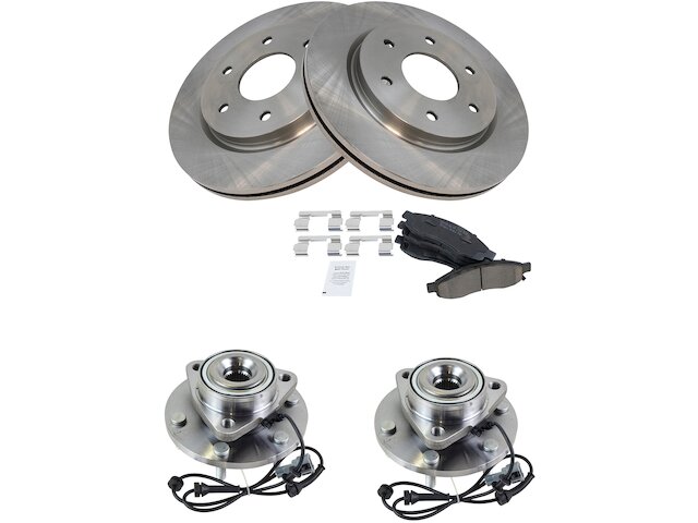 Front Brake Pad and Rotor and Wheel Hub Kit - 2005-2007 Nissan TITAN - TRQ 18401-02657980