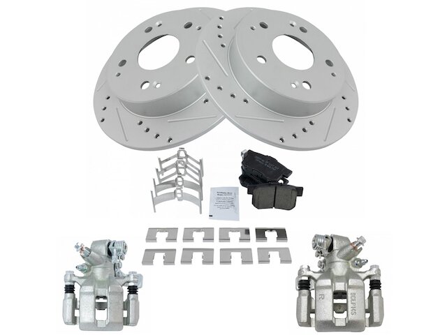 Rear Brake Pad Rotor and Caliper Set - 2004-2005 Honda Civic Si - TRQ 17898-02683533