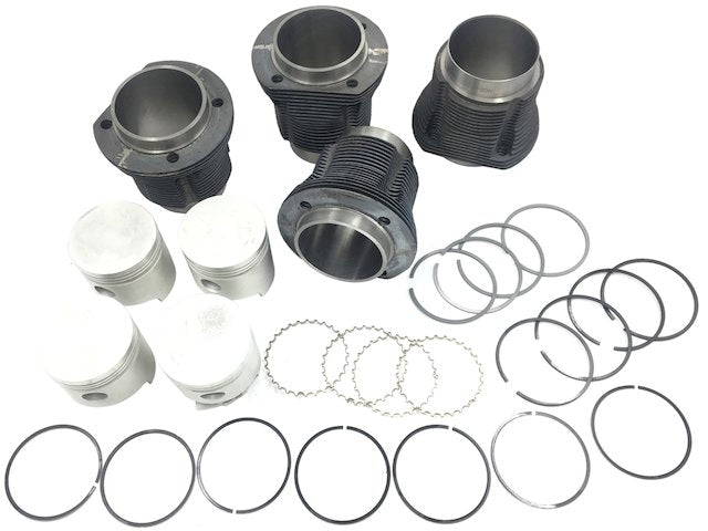 Piston Set of 4 with Cylinders and Rings - 85.5mm Standard Bore - 7.7-1 Compression Ratio - 1971-1979 Volkswagen Super Beetle 1.6L H4 - Replacement 17369-02759597