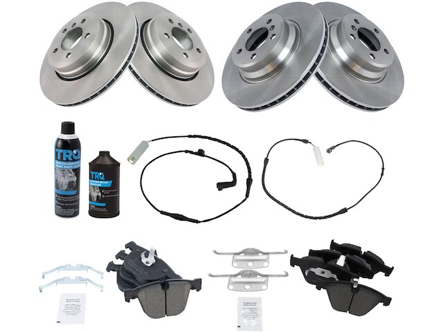 Front and Rear Brake Pad Rotor and Wear Sensor Kit - 2006-2008 BMW 750Li - TRQ 18572-02764203