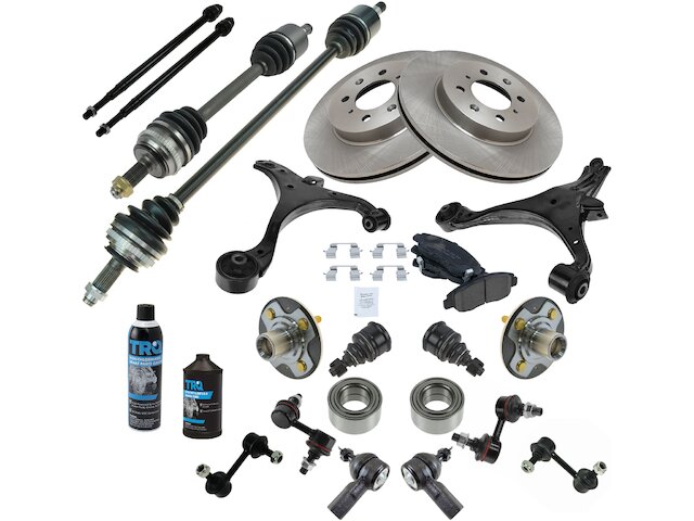 Front and Rear Brake Pad Rotor Axle Wheel Hub Control Arm Kit - 2001-2005 Honda Civic 1.7L 4-Cylinder - TRQ 6013-02806016
