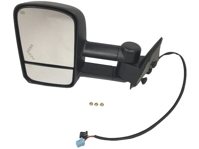 Left Driver Side Power Manual Telescopic Trailer Tow Mirror - Heated - Turn Signal - Black Textured - 2003-2007 Chevrolet Silverado 2500 HD - Replacement 3706-02856596