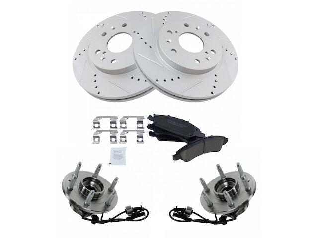 Front Brake Pad and Rotor and Wheel Hub Kit - 2008-2014 Cadillac Escalade ESV AWD - TRQ 127829-02967208