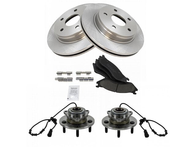 Front Brake Pad and Rotor and Wheel Hub Kit - 2003-2005 Dodge Ram 1500 - TRQ 1973-02975481
