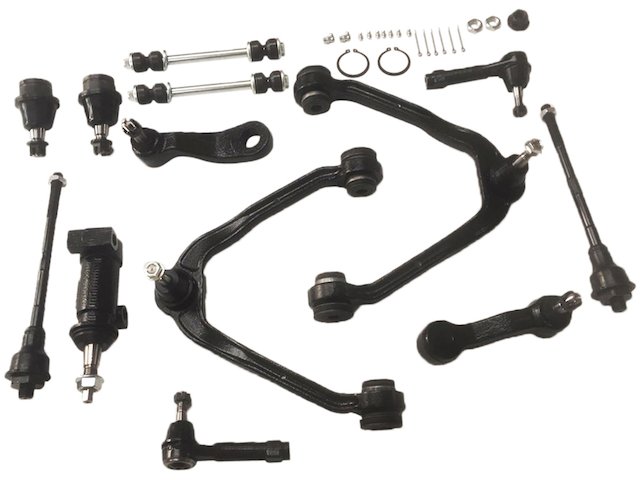 Control Arm, Ball Joint, Sway Bar End Link, Tie Rod, Pitman Arm, Idler Arm Kit - 13 Piece - 2002-2006 Cadillac Escalade EXT with 4-Groove Pitman Arm and 6-Lug Wheels - Replacement 127835-02988166