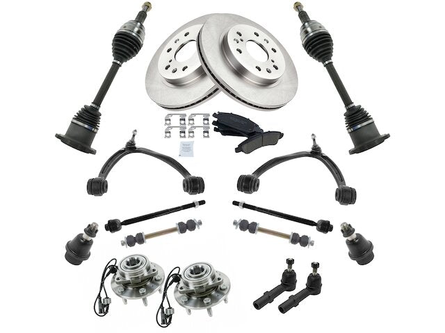 Front Brake Pad Rotor Axle Wheel Hub Control Arm Kit - 2007-2013 GMC Sierra 1500 - TRQ 19022-02992424