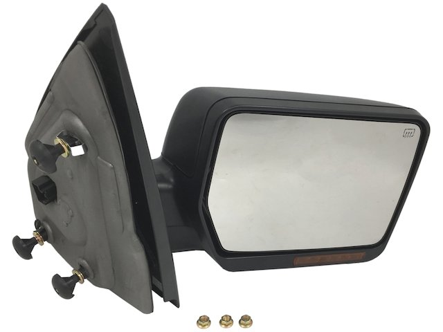 Right Passenger Side Square Head Power Mirror Manual Folding Heated Turn Signal Puddle Light - Without Auto-Dimming, Blind Spot - Black Textured - 2004-2006 Ford F150 (W/O Heritage) - Replacement 17874-02992471