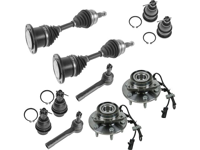 Front Axle Wheel Hub Ball Joint Tie Rod Kit 10 Piece - 1999-2006 GMC Sierra 1500 4WD - TRQ 4254-07040440