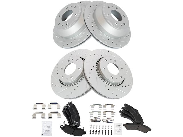 Front and Rear Brake Pad and Rotor Kit - 2002-2005 GMC Envoy XL - TRQ 127814-07188182
